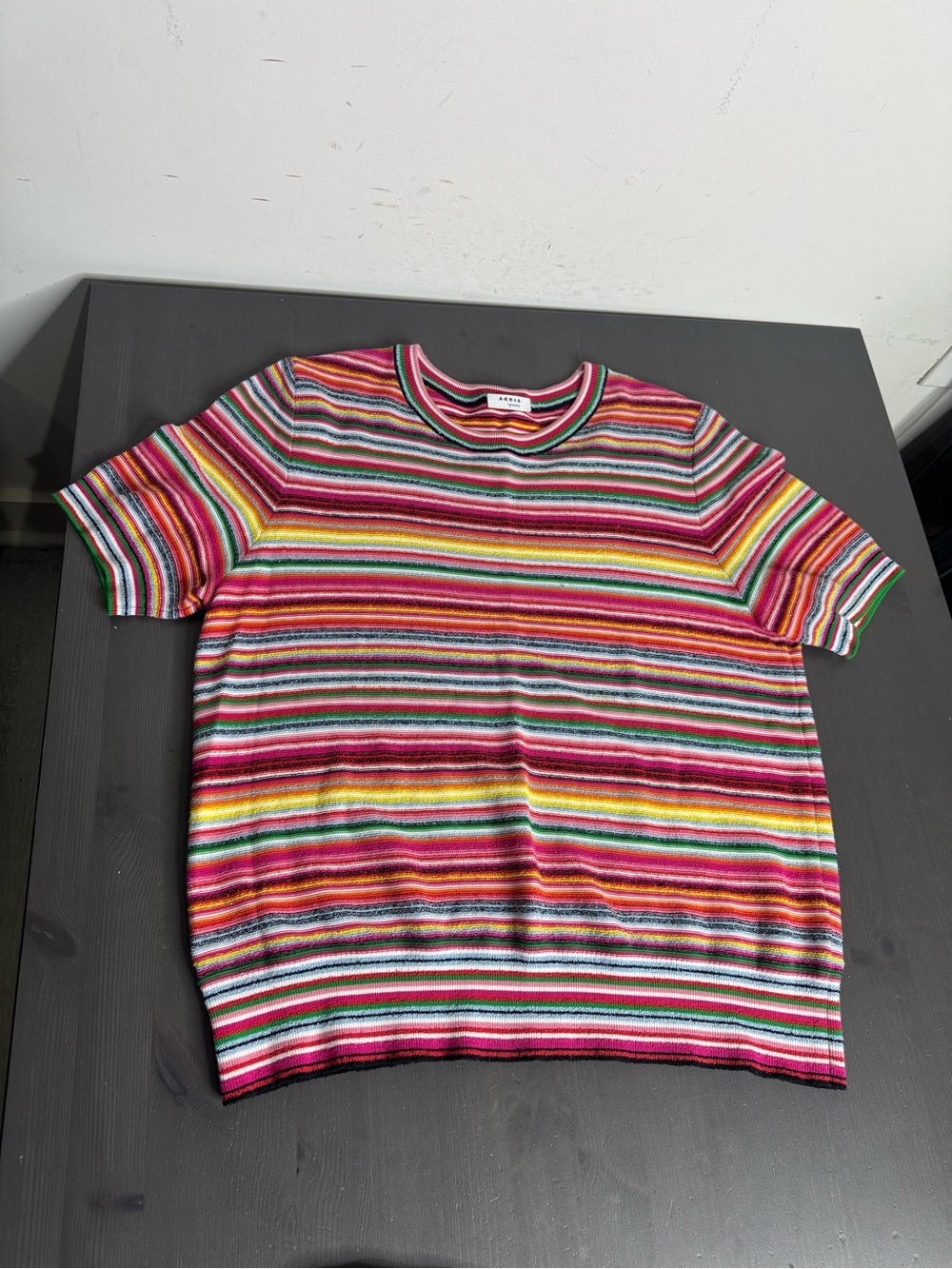 Akris Punto Short-sleeved Striped Knit Multicolor Top - Picture 3 of 9